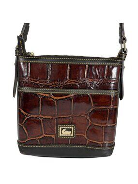 DOONEY BOURKE Letter Carrier Croc Embossed Leather Crossbody Messenger Bag